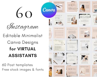 Virtual Assistant Instagram Post Ideas Canva Template | Fully editable Canva Template | Instagram Neutral Template | Instagram Post Template
