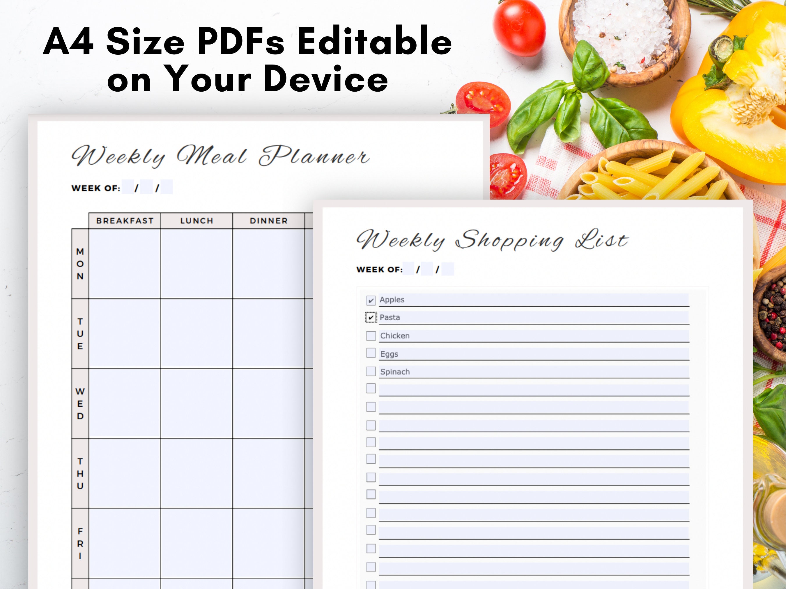 Meal Planner Printable Food Tracker Exercise Tracker Etsy UK
