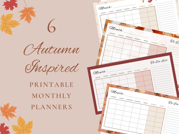 Autumn Inspired Printable Monthly Planners Fall Monthly - Etsy