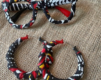 Ankara Black and White African Fabric Hoop Earrings or Lensless Frames  (Sold separately)