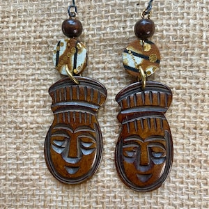 The Storyteller- African Mask, Tribal Earrings