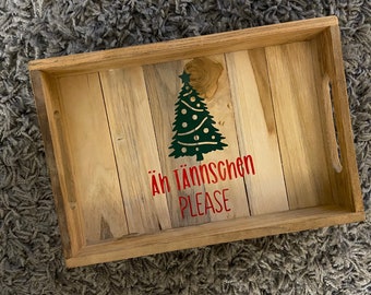 weihnachtliches Tablett aus Holz mit Schriftzug