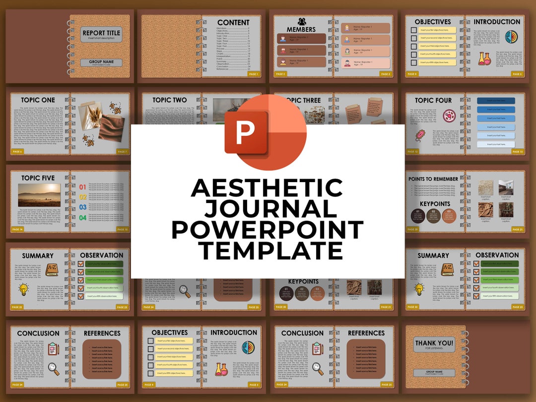 Animated Aesthetic Journal Style Powerpoint Template Etsy