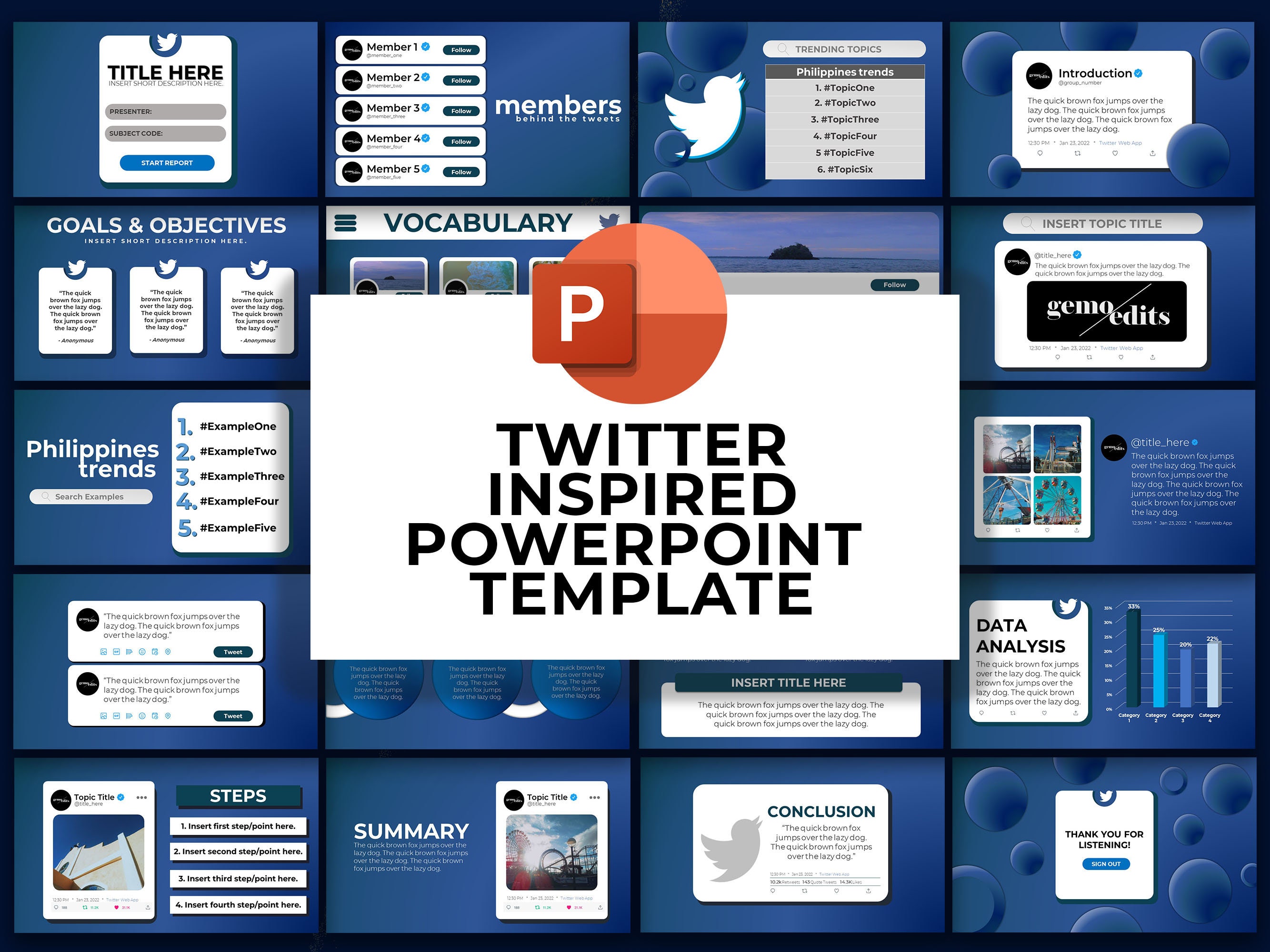 Twitter Inspired Powerpoint Template Etsy