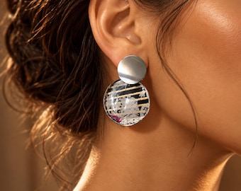 Handmade Resin Drop Earrings | Colourful Geometric Designs