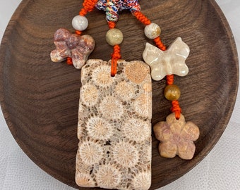 Fossil Coral Handbag Charm - Gemstone Purse Charm - Handmade Bag Accessories