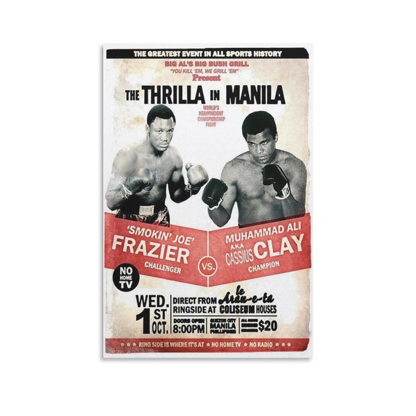 Muhammad Ali vs Joe Frazier Thrilla in Manila Boxing Large Poster Canvas Poster Wall Art Decor Bedroom Room Office Room Decor Gift