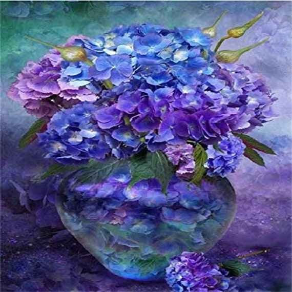 DIY Paint by Numbers Kit for Adults - Purple Flower Vase