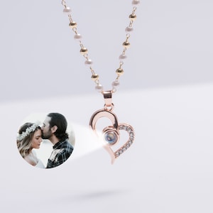 Collar con proyección de corazón de amor • • Colgante personalizado con foto conmemorativa de mascota • Joyería con imagen personalizada en el interior •Regalo moderno para el mejor amigo