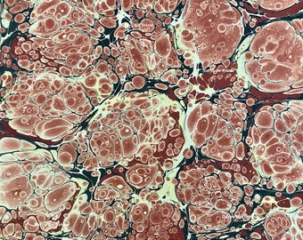 Hand Marbled Paper for Bookbinding – Brown Marbled Endpaper Sheets