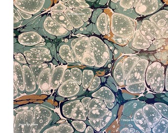 Varnished Turkish Marbling Paper Set – Handmade Ebru Decorative Sheets