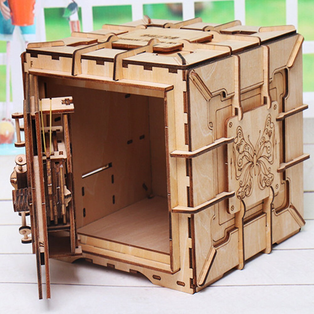 Wooden Escape Room Puzzle Box Handmade Treasure Box Password DIY ...