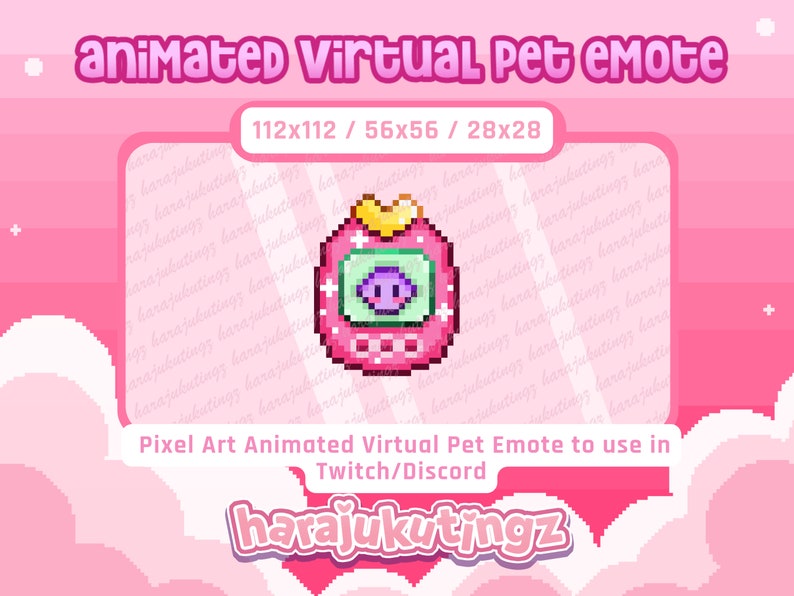 Pixel Art Kawaii Animated Virtual Pet Emote Channel Points & Badge for