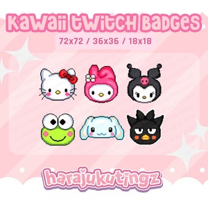 Emblemas Pixel Art Kawaii Twitch | Pronto para usar | Emblemas de bits | Sub-emblemas | Bonito | tema animal