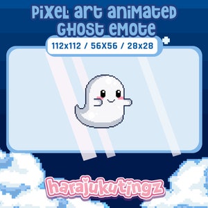 Pixel Art Cute Halloween Animated Ghost Emote for Twitch or Discord | 28x28 | 56x56 | 112x112