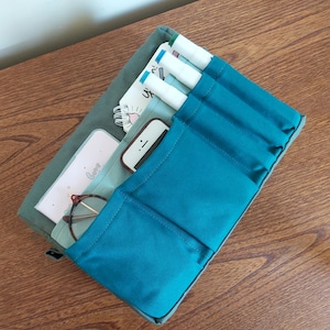 Canvas planner Pouch with Outside Pockets,A5 Utility Pouch for Organize Journal Supplies,Medium Utility pouch,book bags
