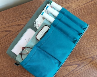 Canvas planner Pouch with Outside Pockets,A5 Utility Pouch for Organize Journal Supplies,Medium Utility pouch,book bags