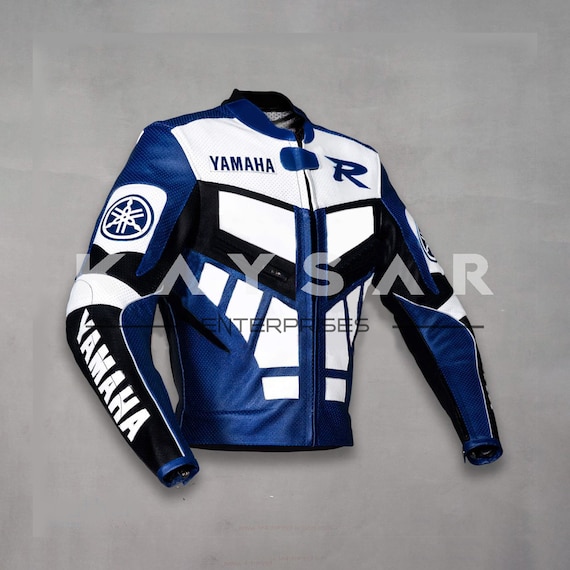 Giacca da moto blu personalizzata YAMAHA R Giacca in vera pelle da moto  degli anni '90 per uomo e donna regalo Con protezioni CE rimovibili -   Italia