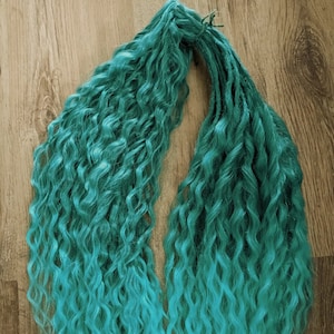 Ombre green Curl dreads Synthetic crochet extensions green Boho D/E  Curly double ended dreadlocks green Lox