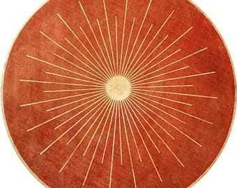 Hand Tufted Wool Area Rug: Orange Sun Design