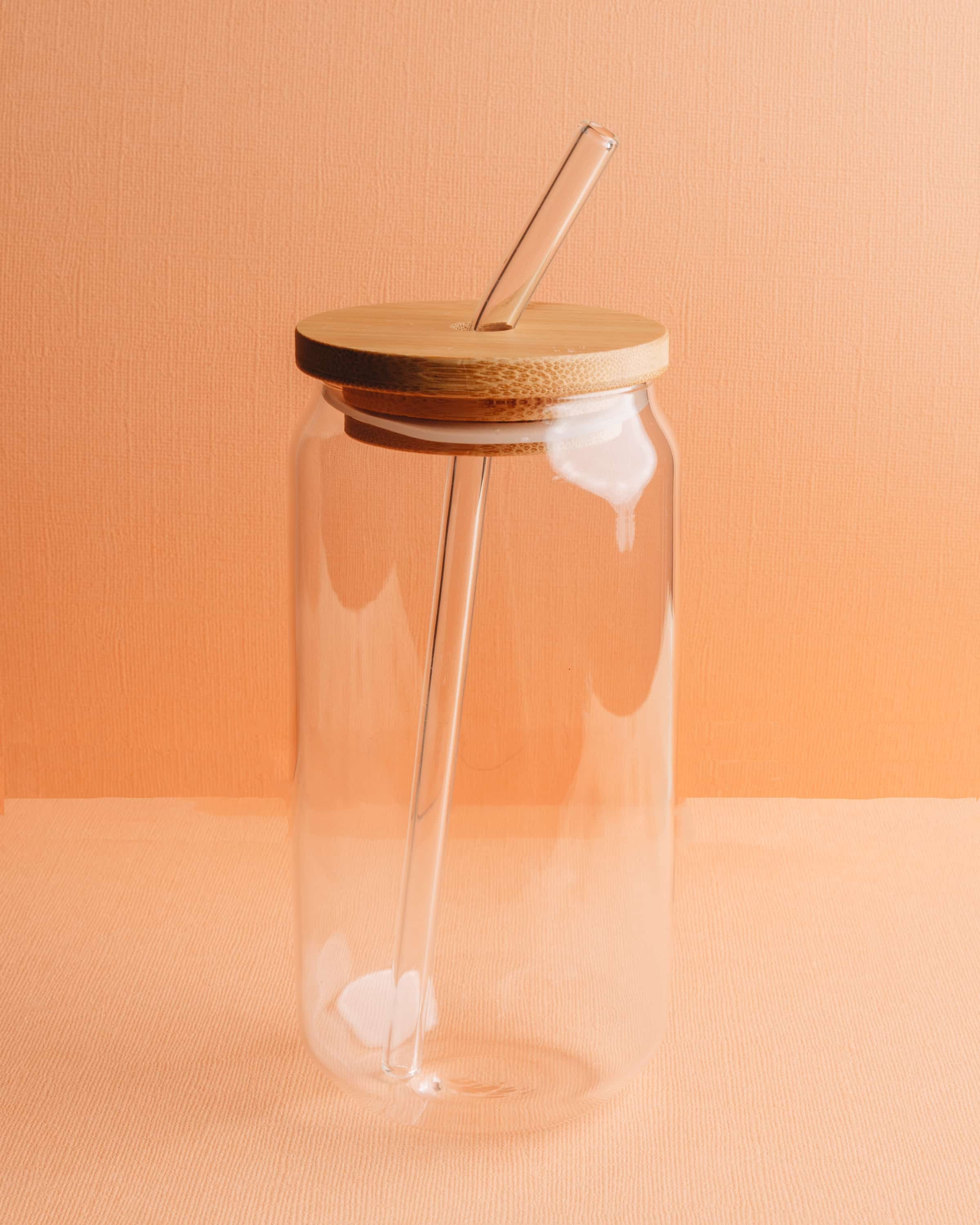 470ml Glass Jar with Bamboo Lids and Straws Drinking Glass Bottles Milk Cup  Iced Coffee Mug 