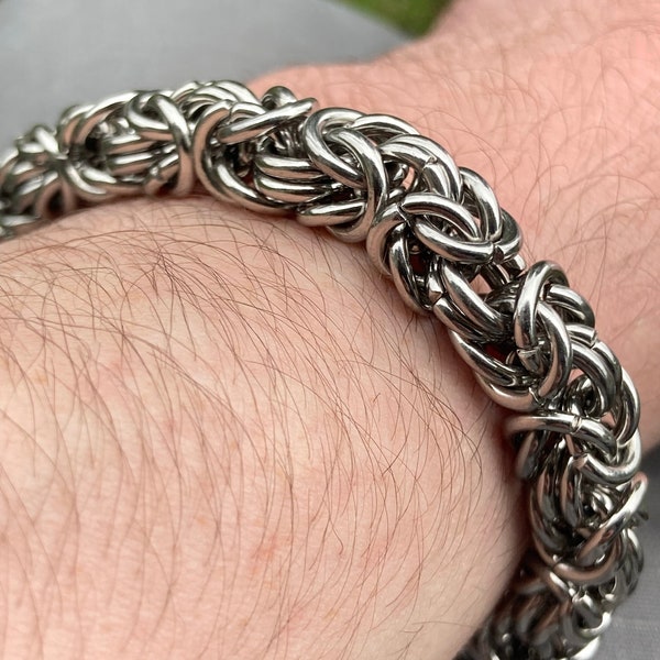 Bracelet chaine maille royale (byzantine, péruvienne) simple ou double | Bijou sur mesure acier inoxydable