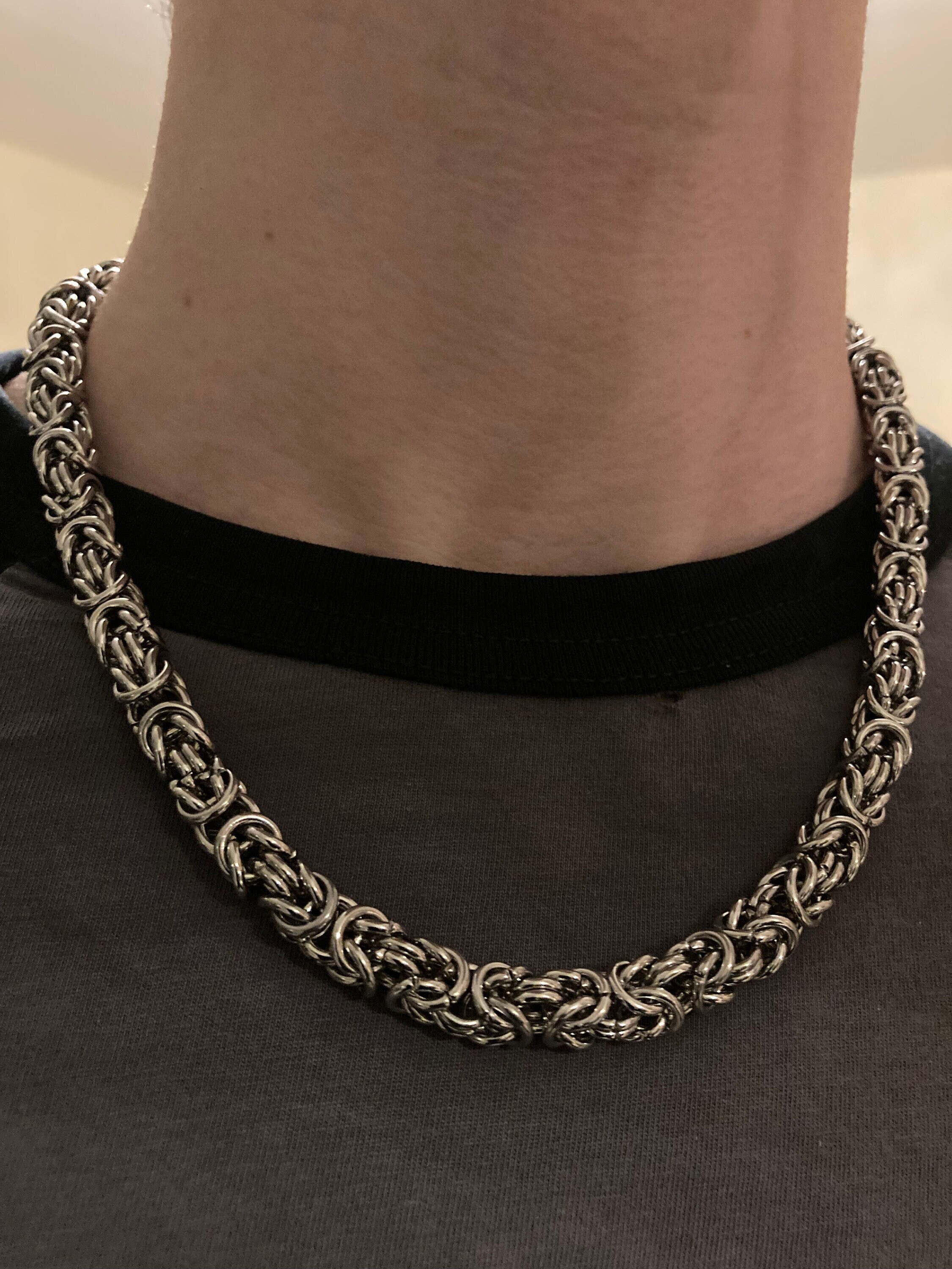 Chaîne Homme Byzantine En Acier Inoxydable – Collier Robuste Et Élégant, Longueur 22 Pouces, Style Moderne