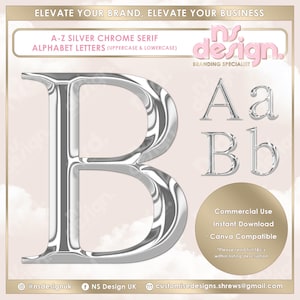 Letras 3D A-Z Silver Chrome, Alfabeto Silver Chrome, Alfabeto Chrome, Letras PNG, Clipart Silver Chrome, Fonte Serif