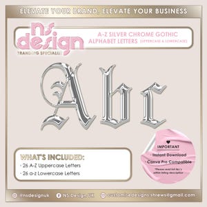 Letras 3D en cromo plateado de la A a la Z, alfabeto en cromo plateado, alfabeto cromado, letras PNG, clipart en cromo plateado, fuente gótica