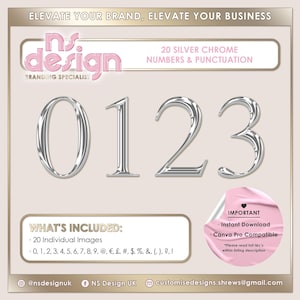 0-9 Numbers and Punctuation/Grammar Silver Chrome 3D Letters, Silver Chrome Alphabet, Chrome Alphabet, PNG Letters, Silver Chrome Clipart