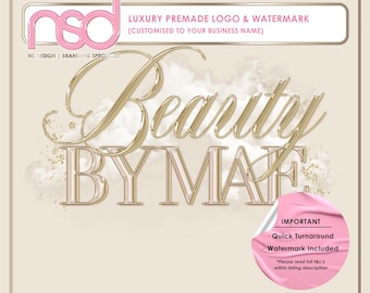 Beauty Industry Logo Design, Premade Logo Design, Beauty Branding Design, Premade Business Branding, Customise Business Name, Beige & Gold