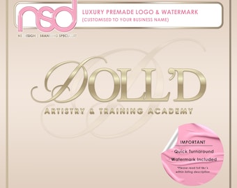 Beauty Industry Logo Design, Premade Logo Design, Beauty Branding Design, Premade Business Branding, Customise Business Name, Beige & Gold
