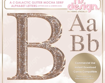 Letras serifadas com glitter galáctico de A a Z em marrom mocha, alfabeto brilhante em marrom mocha, galáxia, letras serifadas em PNG, clipart marrom mocha dourado
