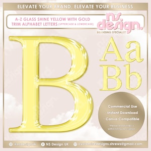 A-Z gelbe Glas Shine Buchstaben, gelbes glänzendes Alphabet, PNG Buchstaben, gelber Glas Effekt Shine Clipart