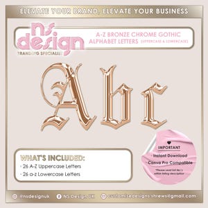 A-Z Gold Chrome 3D Letters, Bronze Chrome Alphabet, Chrome Alphabet, PNG Letters, Bronze Chrome Clipart, Gothic Font