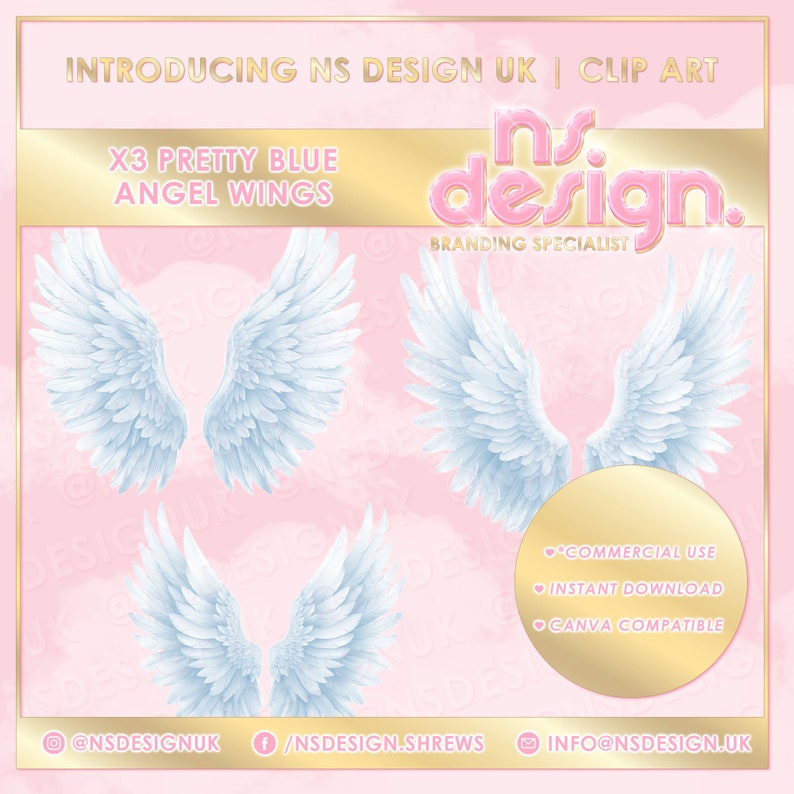 Sweetheart Clip in Blue Angel Wings main image 0