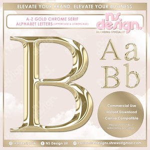 Letras 3D A-Z Gold Chrome, Alfabeto Gold Chrome, Alfabeto Chrome, Letras PNG, Clipart Gold Chrome, Fonte Serif