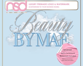 Beauty Industry Logo Design, Premade Logo Design, Beauty Branding Design, Premade Business Branding, Customise Business Name, Blue & Silver