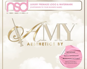 Beauty Industry Logo Design, Premade Logo Design, Beauty Branding Design, Premade Business Branding, Customise Business Name, Beige & Gold