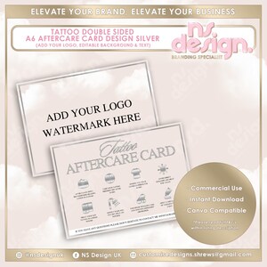 Carte postale A6, modèle de carte de visite, toile, modifiable, argent, aménagement paysager A6, marketing, tatouage, carte de soin cosmétique, beauté