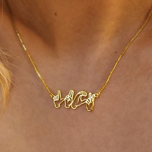Collar ASL personalizado, collar de lenguaje de señas, collar de nombre personalizado en lenguaje de señas, collar de nombre ASL, collar ASL, regalo para ella