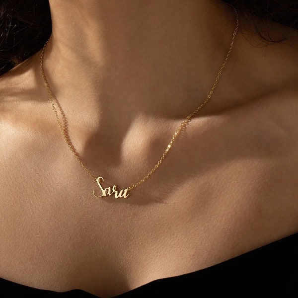 Personalized Minimalist Name Necklace，Custom Sterling Silver Name Necklace，Gold Name Jewelry，Gift for Her，Birthday Gift，Bridesmaid Gift