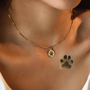 Custom Pet Paw Print Necklace，Actual Pet Paw Print Necklace，Dog Paw Necklace，Pet Paw Print Necklace，Gifts for Pet Lovers，Pet Memorial Gifts