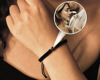 Braided Rope Projection Bracelet •Customized Memorial Photo Wristband •Personalized Picture Inside Jewelry •Trendy Friend Gift •Birthday Gifts