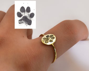 Personalized Paw Print Ring •Pet Memorial Gift •Custom Paw Print Ring •Pet Paw Ring •Engraved Pet Print Ring •Mother's Day Gift •Pet Lover Gift