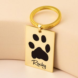 Personalized Actual Dog Paw Print Keyring, Custom Pet Paw Print Keychains,Dog Paw Keychain,Pet Memorial Gifts,Cat Paw Engraving,Paw Engraved
