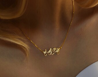 Personalized ASL necklace,Sign language necklace,Personalized Name Necklace in Sign Language,ASL name necklace,ASL necklace,gift for her
