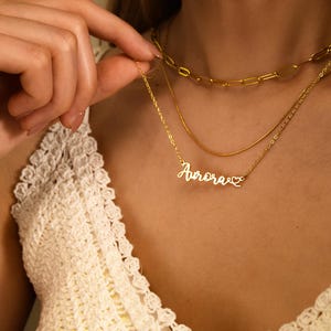 Custom Name Necklace, 18K Gold Plated Name Necklace, Personalized Name Necklace, Perfect Gift for Her, Mother&#39;s Day Gift, Gift for Mom