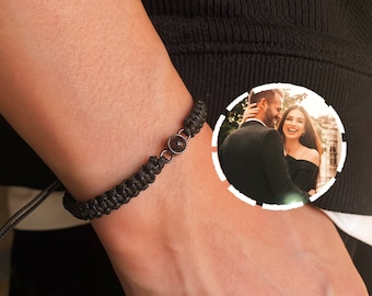 Personalized Projection Picture Bracelet for Men  • Photo Bracelet • Memorial Jewelry • Father day Gift • Boyfriend bracelet • Gift for Him