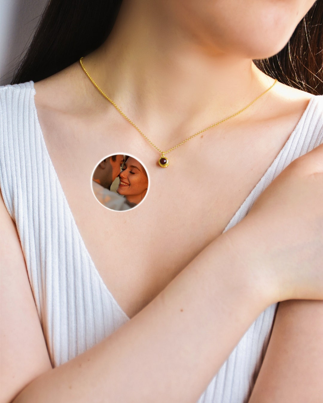 Valentine's Day Gift Photo Custom Projection Necklace Simple  Shaped Projection Necklace